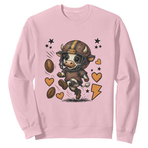 Football Lover Sweatshirt Cute Dairy Cow Playing Football TS12 Light Pink Print Your Wear