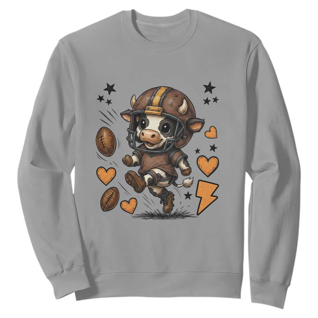 Football Lover Sweatshirt Cute Dairy Cow Playing Football TS12 Sport Gray Print Your Wear