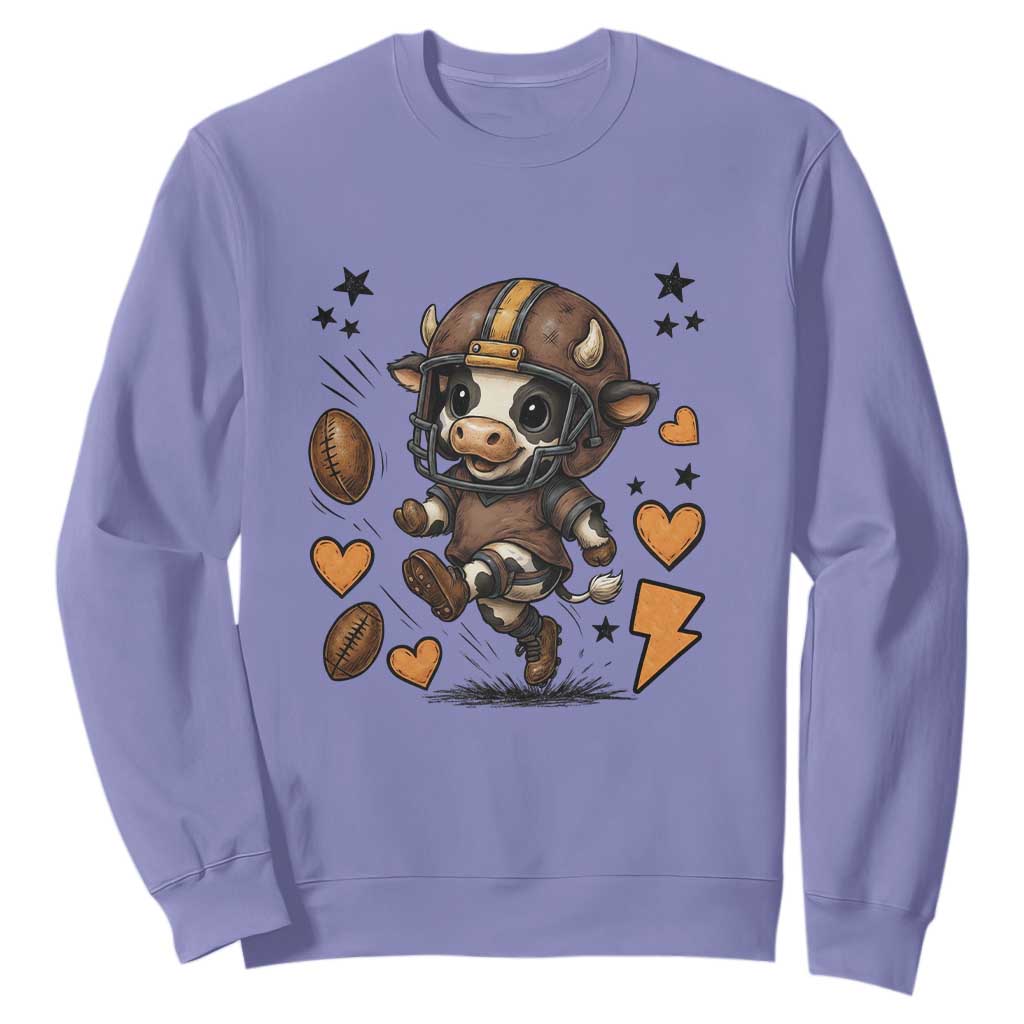 Football Lover Sweatshirt Cute Dairy Cow Playing Football TS12 Violet Print Your Wear
