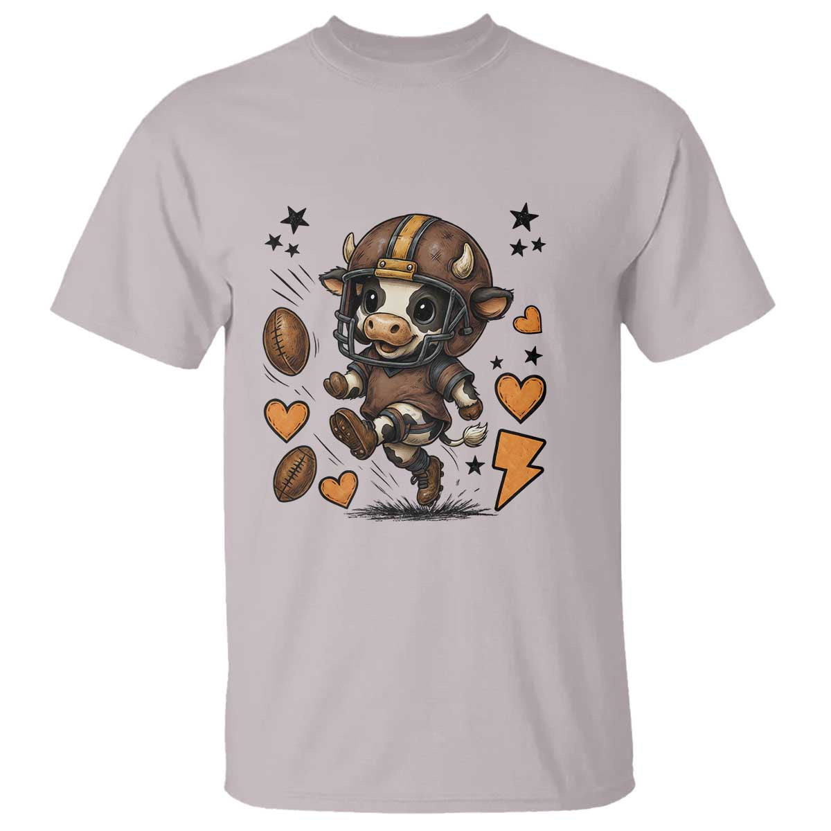 Football Lover T Shirt Cute Dairy Cow Playing Football TS12 Ice Gray Print Your Wear