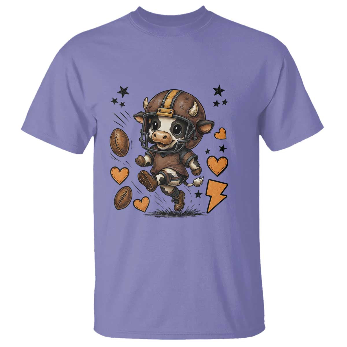 Football Lover T Shirt Cute Dairy Cow Playing Football TS12 Violet Print Your Wear