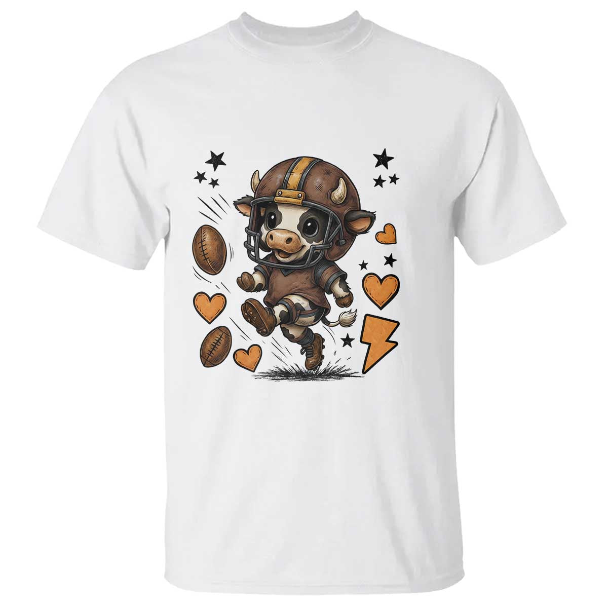Football Lover T Shirt Cute Dairy Cow Playing Football TS12 White Print Your Wear