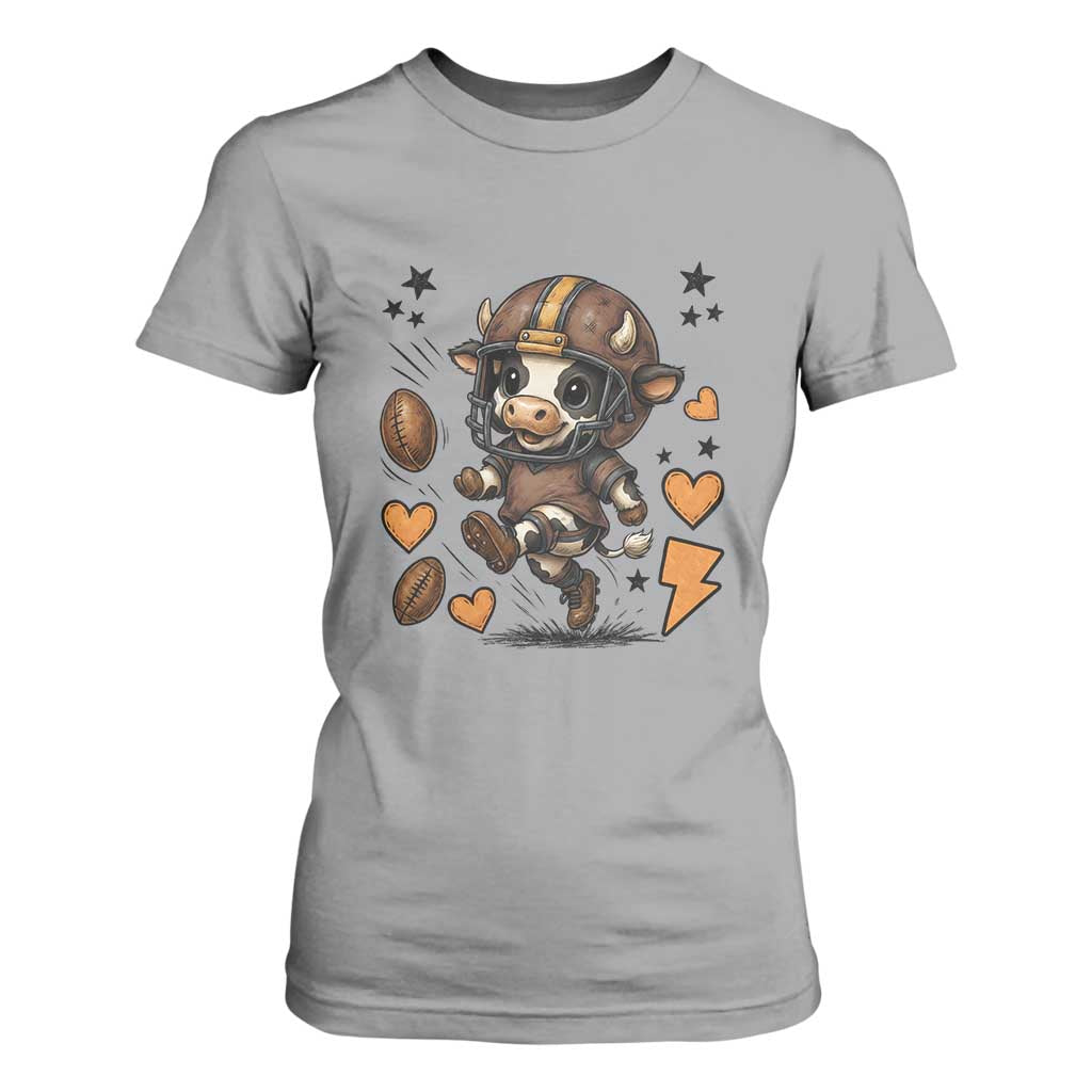 Football Lover T Shirt For Women Cute Dairy Cow Playing Football TS12 Sport Gray Print Your Wear