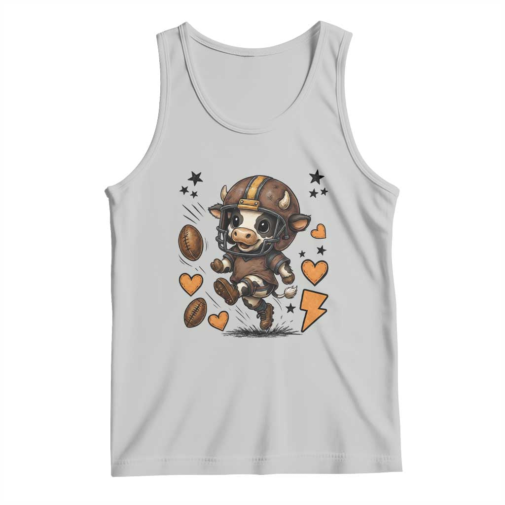 Football Lover Tank Top Cute Dairy Cow Playing Football TS12 Ash Print Your Wear