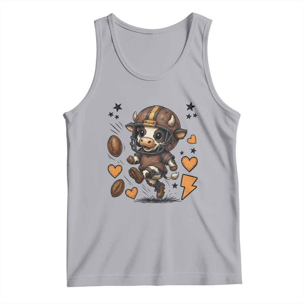 Football Lover Tank Top Cute Dairy Cow Playing Football TS12 Athletic Heather Print Your Wear