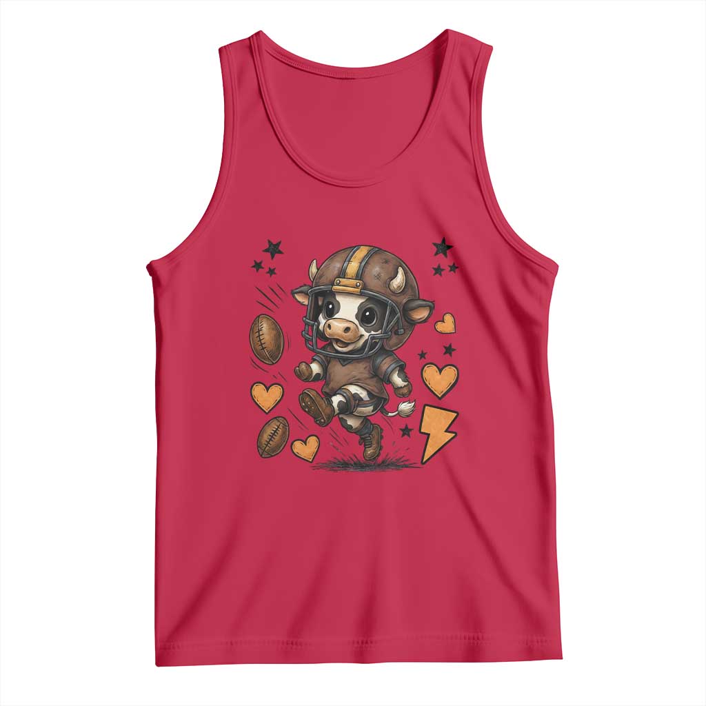 Football Lover Tank Top Cute Dairy Cow Playing Football TS12 Red Print Your Wear