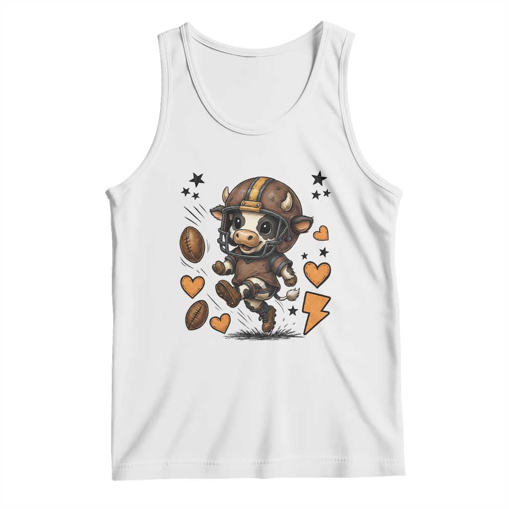 Football Lover Tank Top Cute Dairy Cow Playing Football TS12 White Print Your Wear