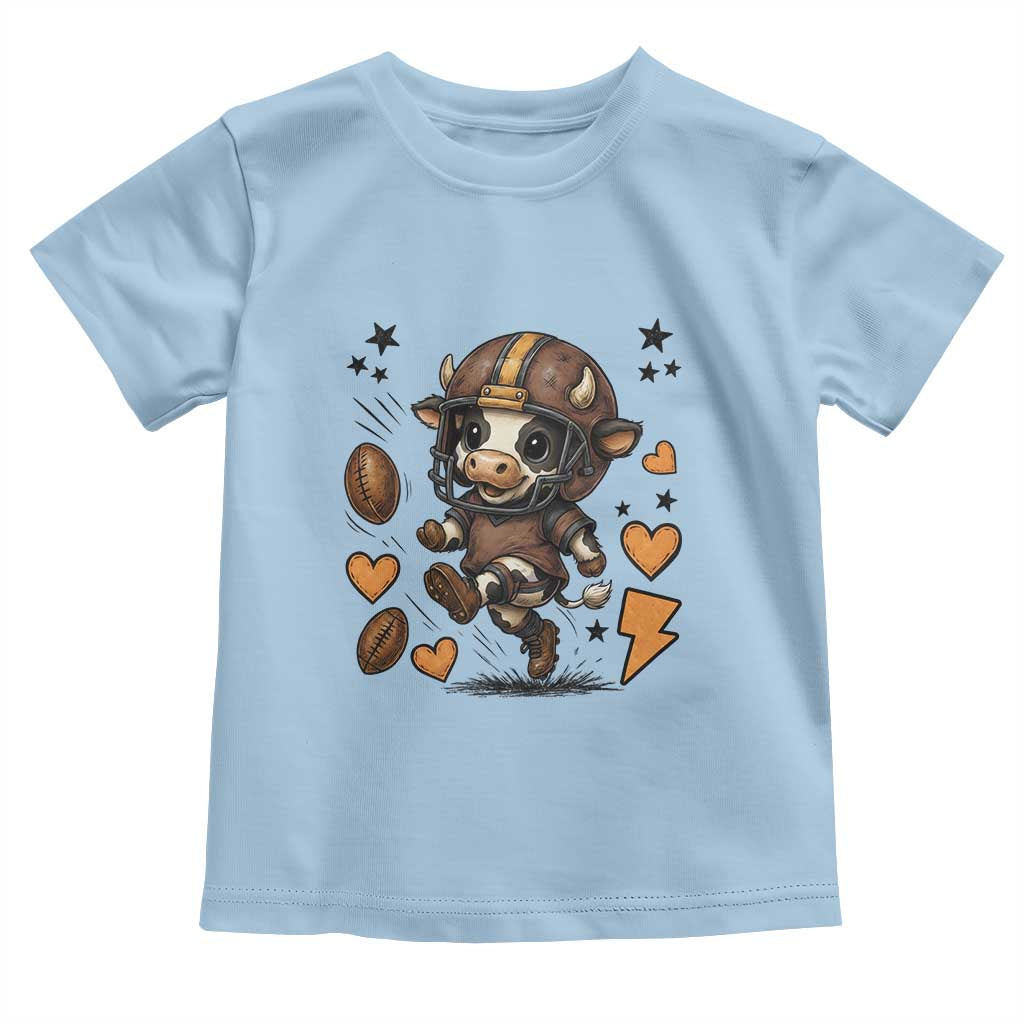 Football Lover Toddler T Shirt Cute Dairy Cow Playing Football TS12 Light Blue Print Your Wear
