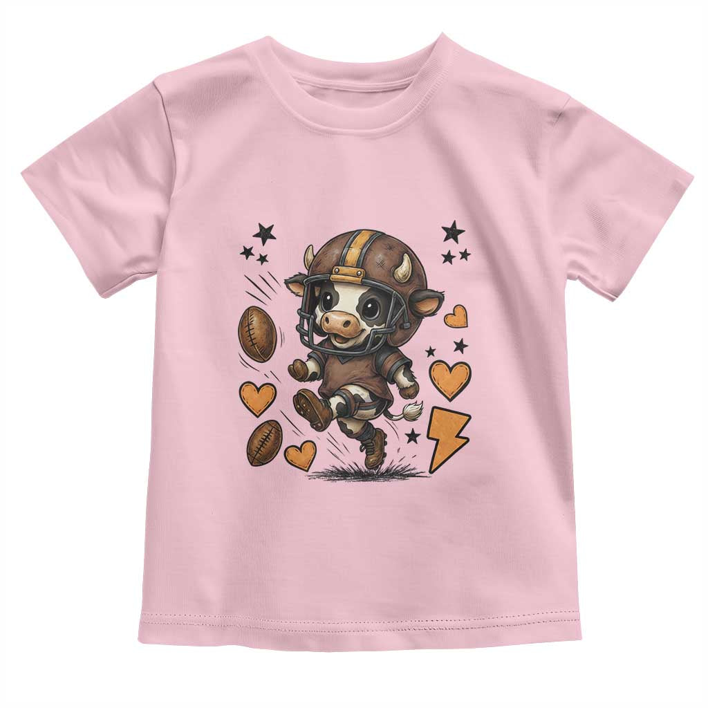 Football Lover Toddler T Shirt Cute Dairy Cow Playing Football TS12 Light Pink Print Your Wear