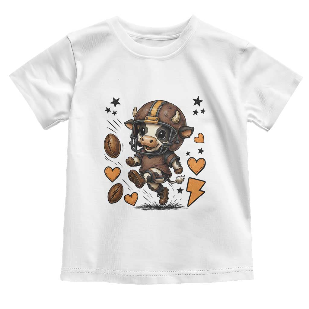 Football Lover Toddler T Shirt Cute Dairy Cow Playing Football TS12 White Print Your Wear