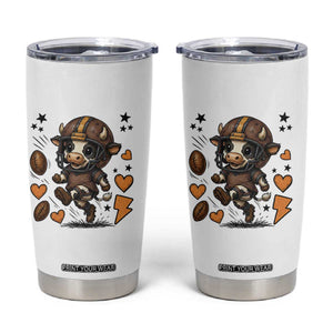 Football Lover Tumbler Cup Cute Dairy Cow Playing Football TS12 White Print Your Wear
