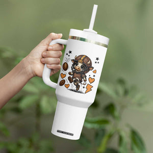 Football Lover Tumbler With Handle Cute Dairy Cow Playing Football TS12 Print Your Wear