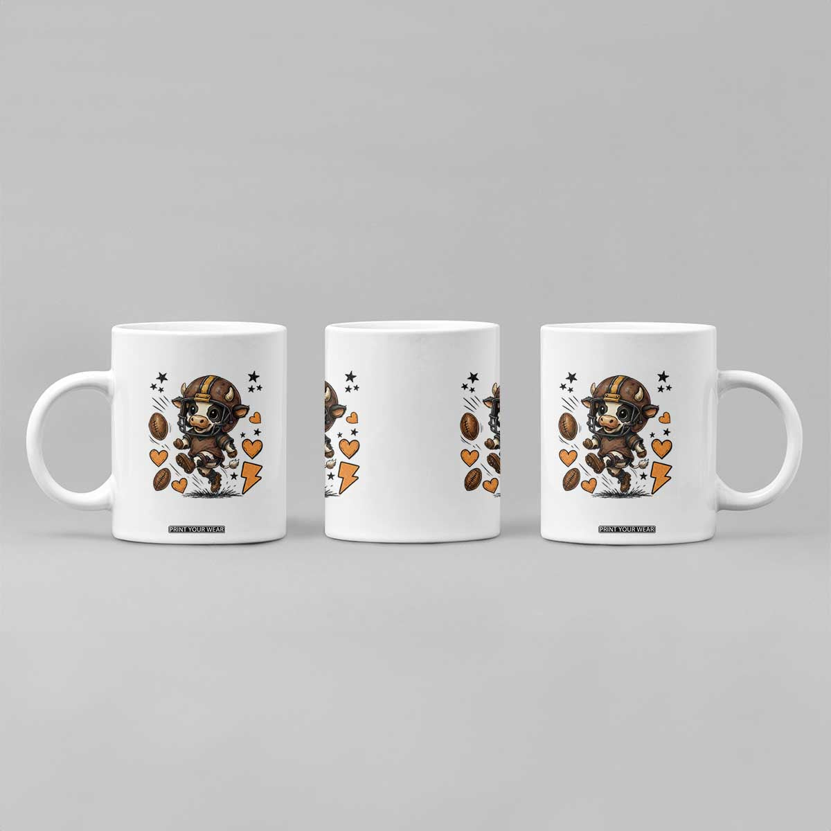 Football Lover Coffee Mug Cute Dairy Cow Playing Football TS12 Print Your Wear