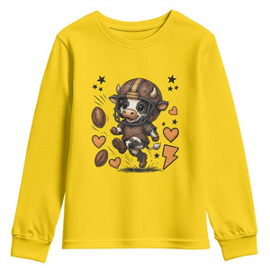 Football Lover Youth Sweatshirt Cute Dairy Cow Playing Football TS12 Daisy Print Your Wear