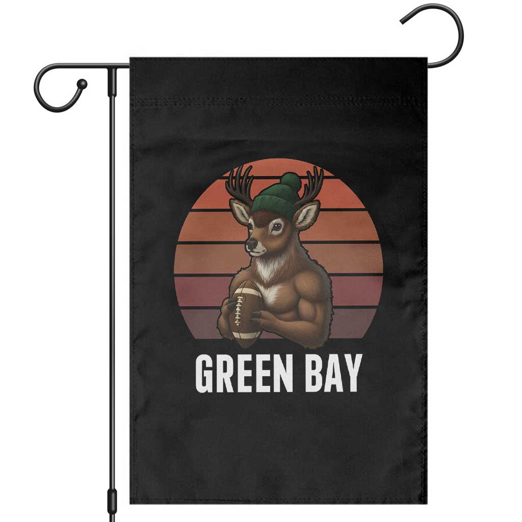 Deer Green Bay Football Garden Flag Retro Vintage Style TS12 Black Print Your Wear