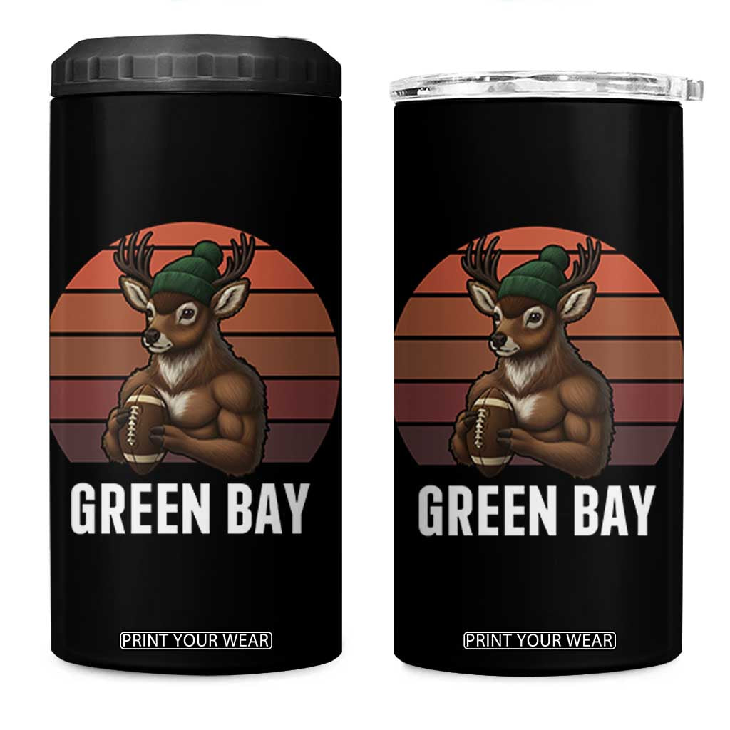 Deer Green Bay Football 4 in 1 Can Cooler Tumbler Retro Vintage Style TS12 One Size: 16 oz Black Print Your Wear