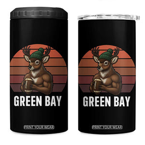Deer Green Bay Football 4 in 1 Can Cooler Tumbler Retro Vintage Style TS12 One Size: 16 oz Black Print Your Wear