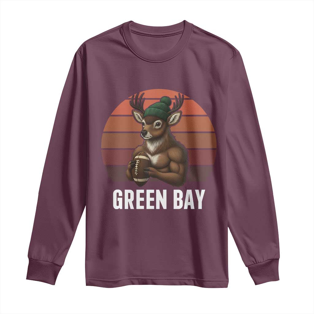 Deer Green Bay Football Long Sleeve Shirt Retro Vintage Style TS12 Maroon Print Your Wear