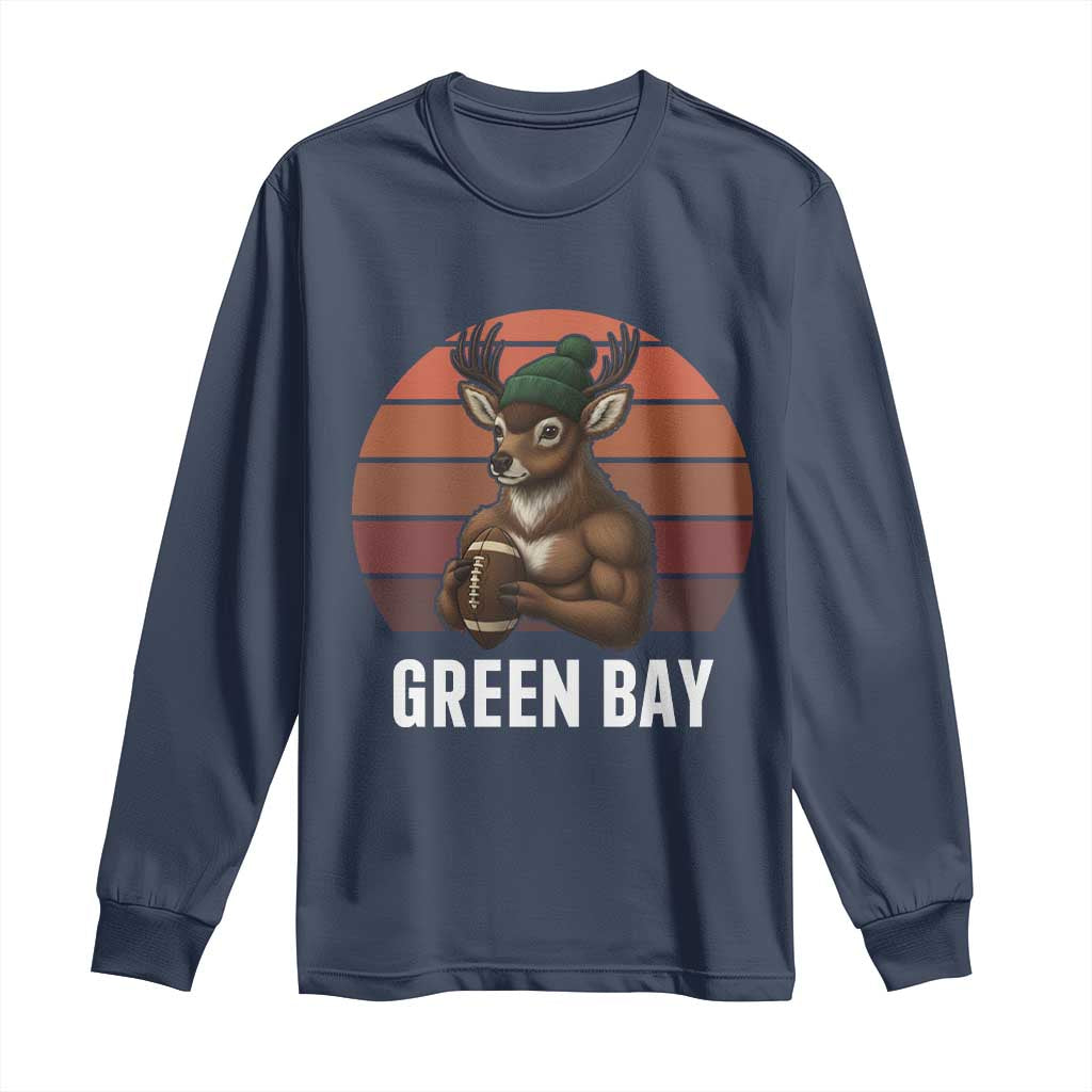 Deer Green Bay Football Long Sleeve Shirt Retro Vintage Style TS12 Navy Print Your Wear