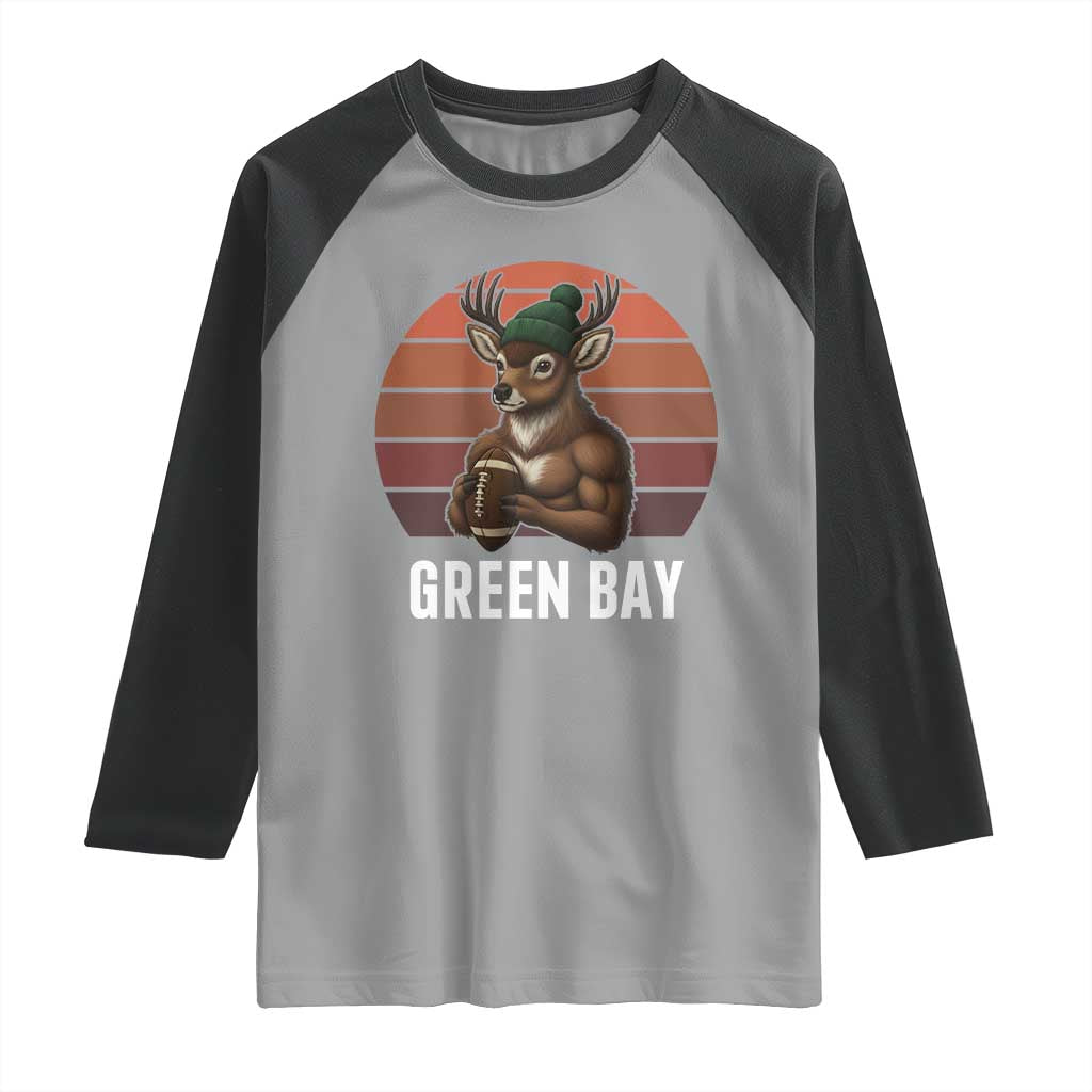 Deer Green Bay Football Raglan Shirt Retro Vintage Style TS12 Sport Gray Black Print Your Wear