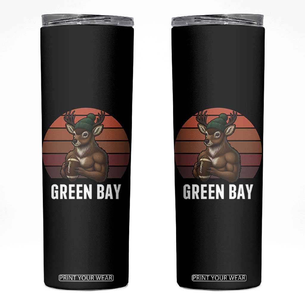 Deer Green Bay Football Skinny Tumbler Retro Vintage Style TS12 Black Print Your Wear
