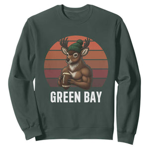 Deer Green Bay Football Sweatshirt Retro Vintage Style TS12 Dark Forest Green Print Your Wear