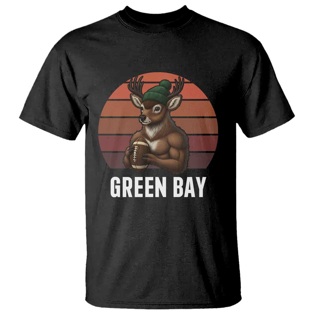Deer Green Bay Football T Shirt Retro Vintage Style TS12 Black Print Your Wear