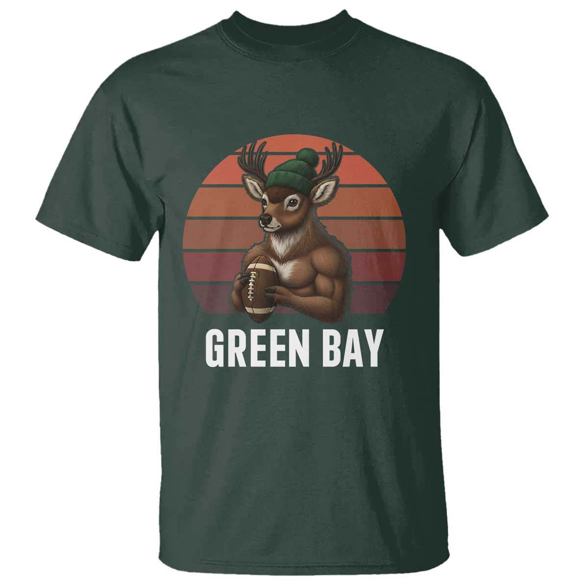 Deer GFF Retro Vintage Style Football Gift T Shirt TS12 Dark Forest Green Print Your Wear