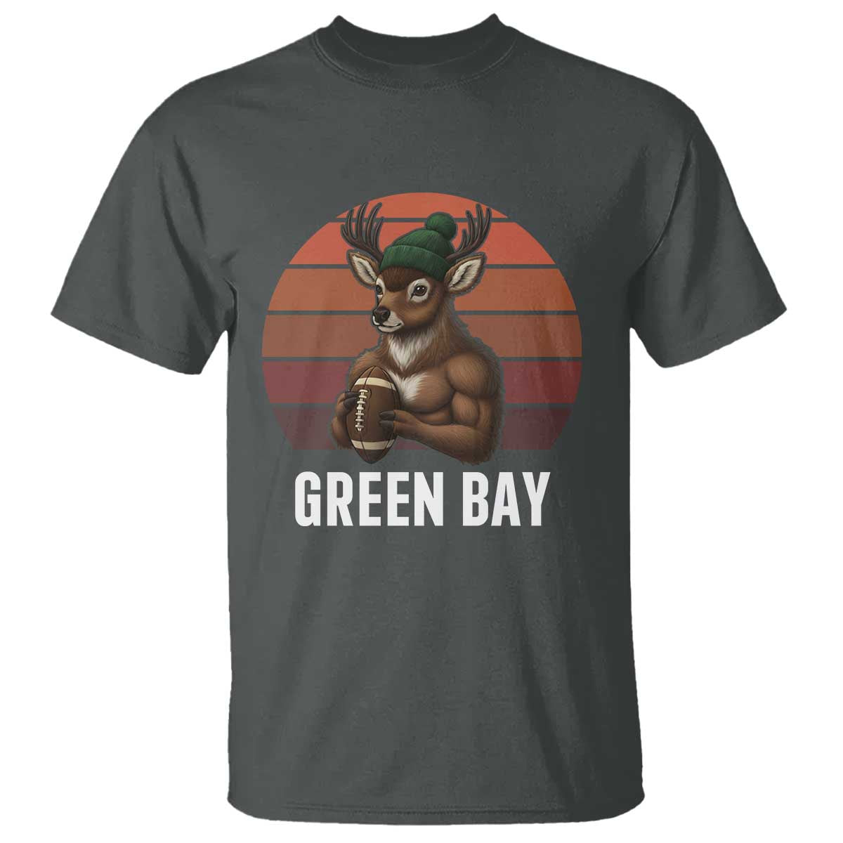 Deer Green Bay Football T Shirt Retro Vintage Style TS12 Dark Heather Print Your Wear