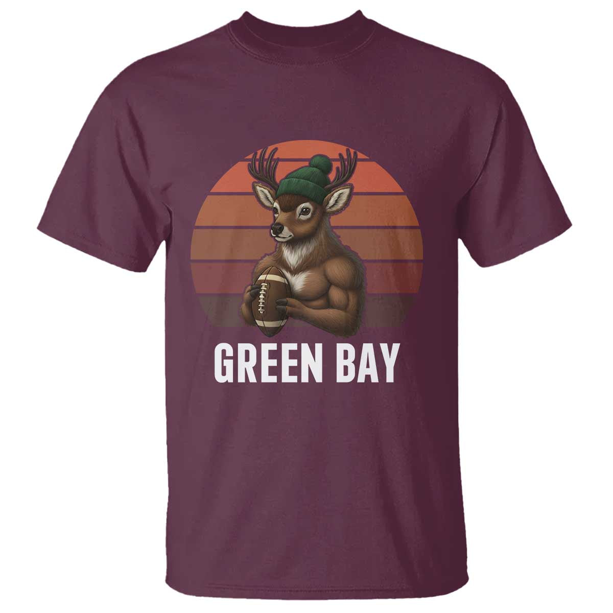 Deer Green Bay Football T Shirt Retro Vintage Style TS12 Maroon Print Your Wear