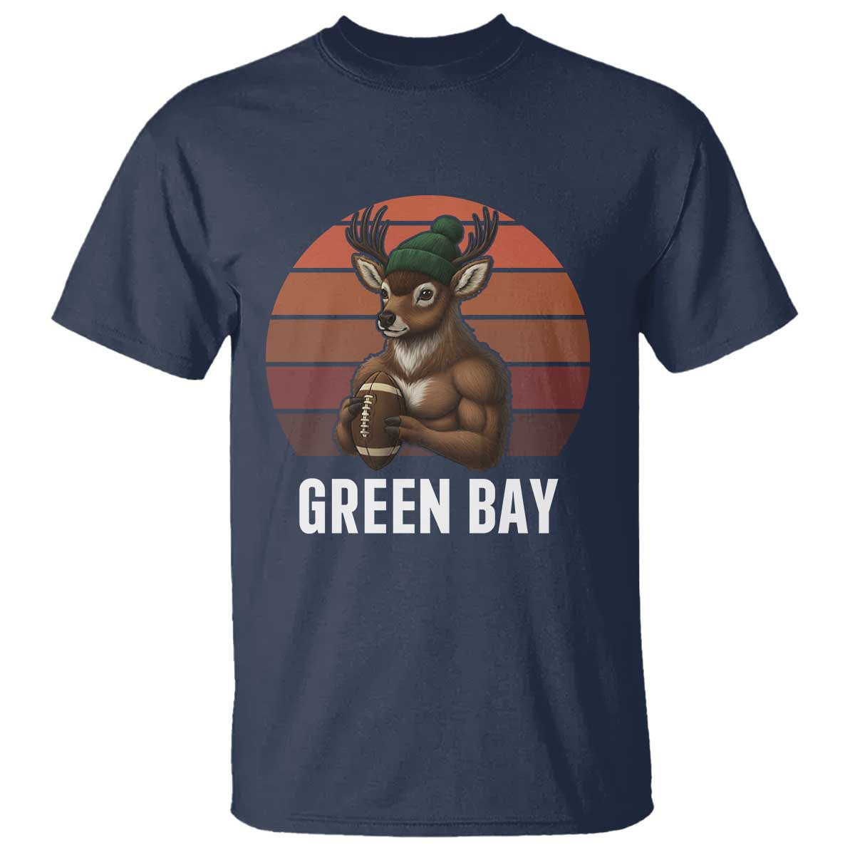 Deer Green Bay Football T Shirt Retro Vintage Style TS12 Navy Print Your Wear