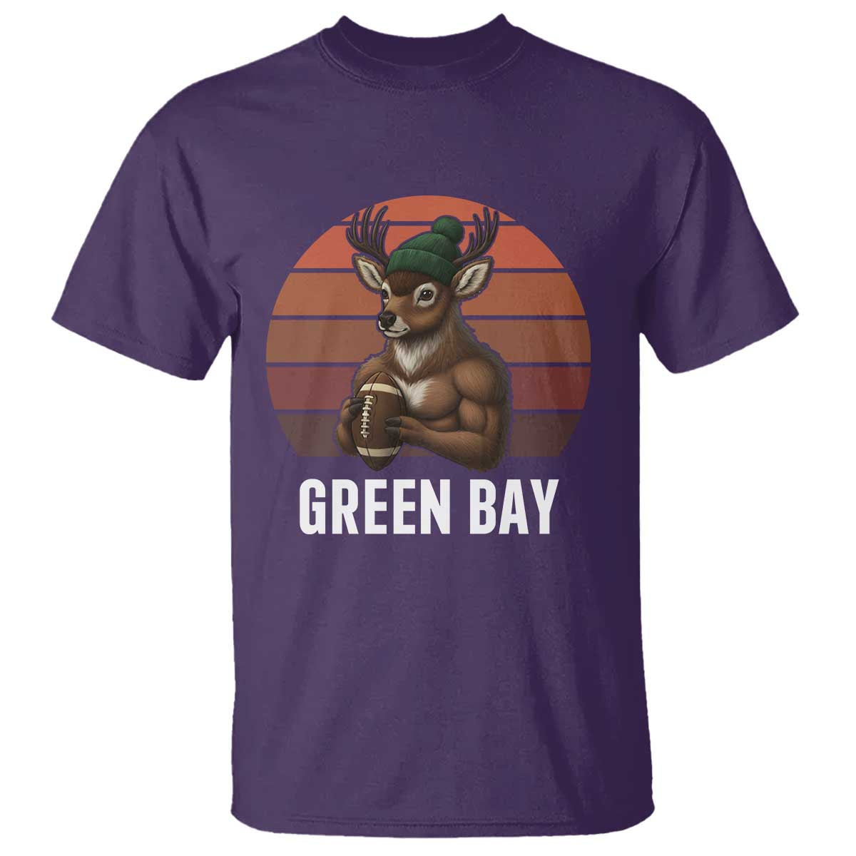 Deer Green Bay Football T Shirt Retro Vintage Style TS12 Purple Print Your Wear