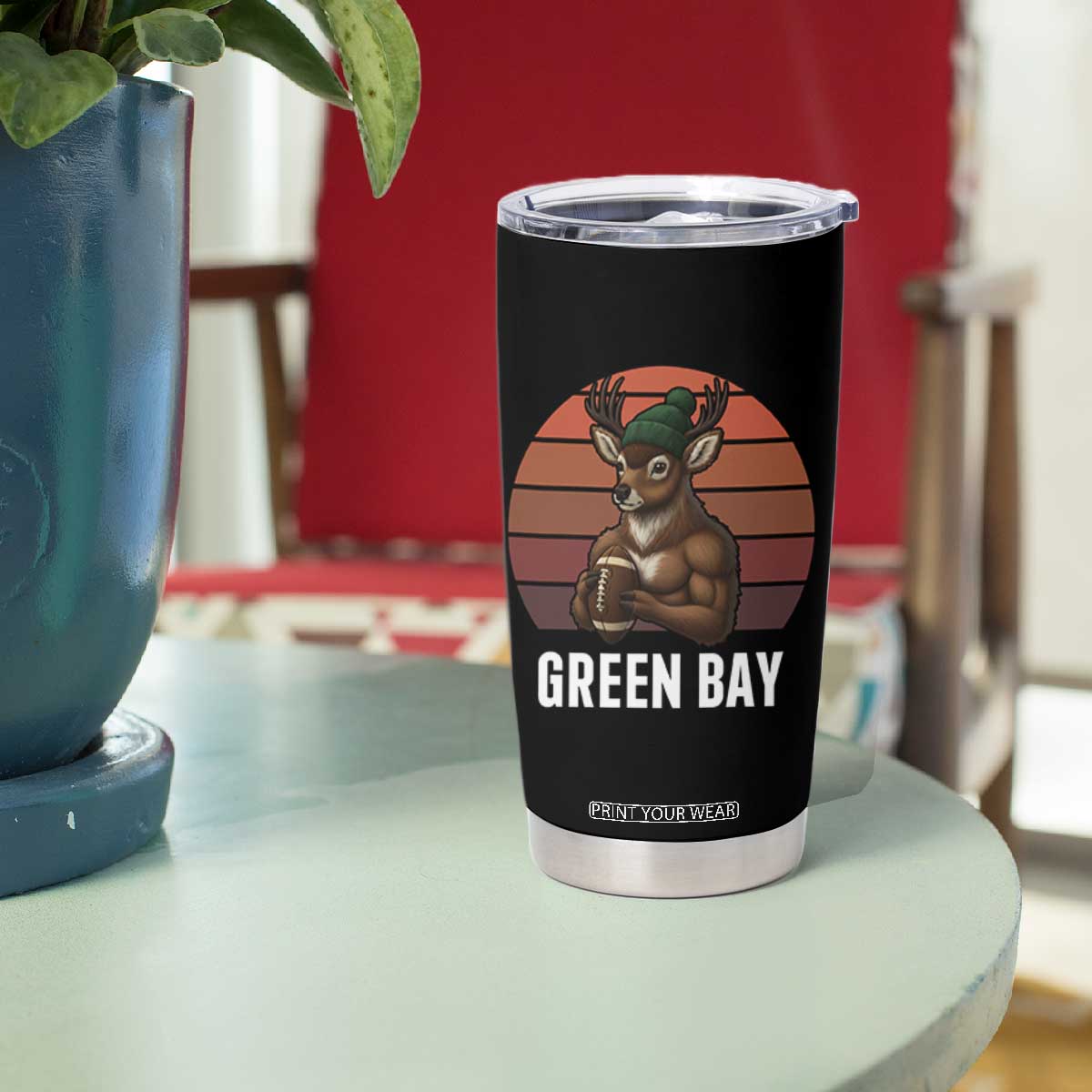 Deer Green Bay Football Tumbler Cup Retro Vintage Style TS12 Print Your Wear