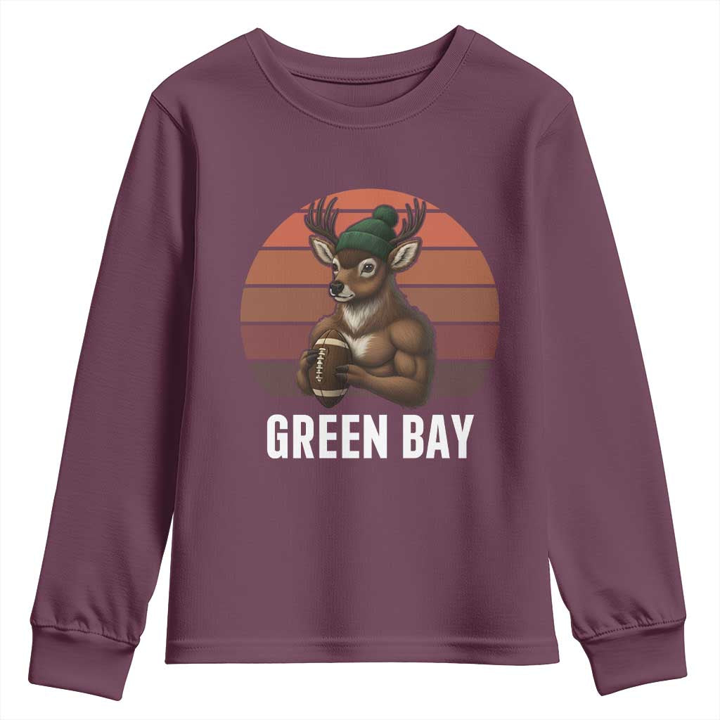 Deer Green Bay Football Youth Sweatshirt Retro Vintage Style TS12 Maroon Print Your Wear