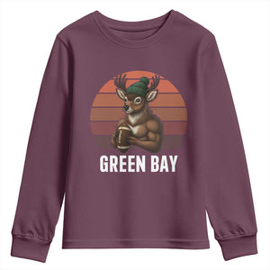 Deer Green Bay Football Youth Sweatshirt Retro Vintage Style TS12 Maroon Print Your Wear