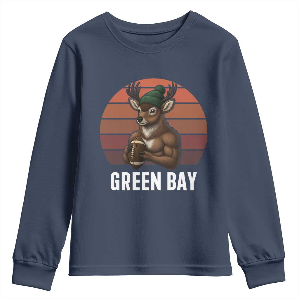 Deer Green Bay Football Youth Sweatshirt Retro Vintage Style TS12 Navy Print Your Wear