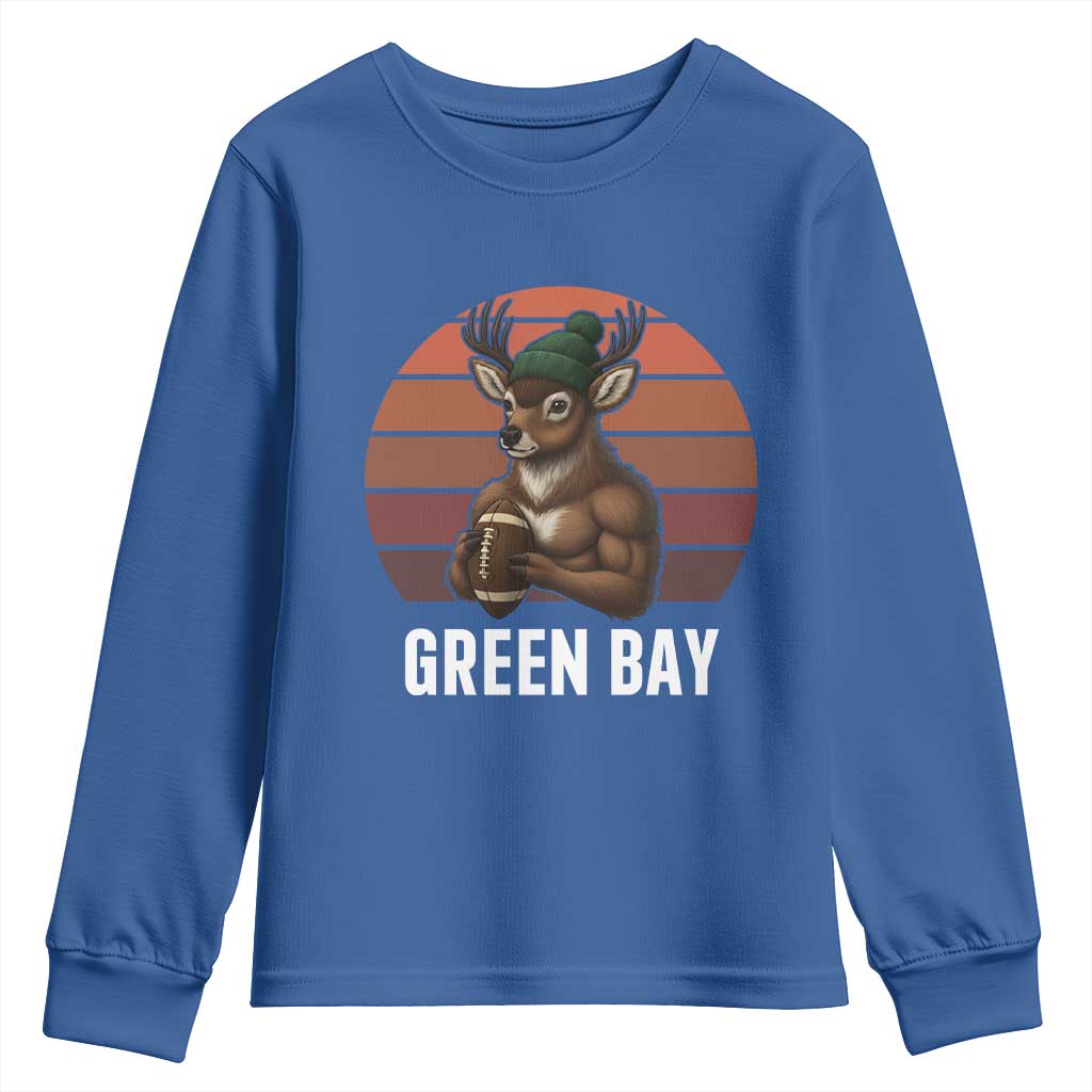 Deer Green Bay Football Youth Sweatshirt Retro Vintage Style TS12 Royal Blue Print Your Wear