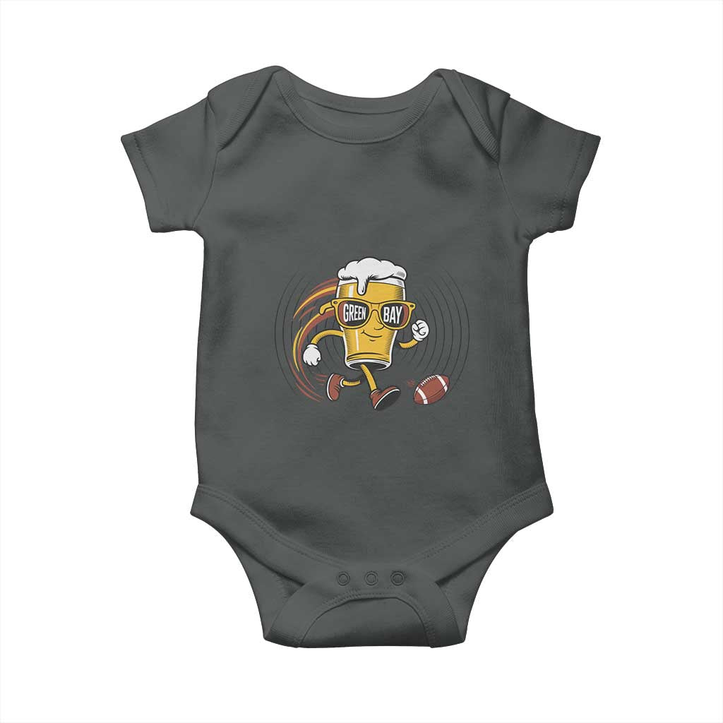 Funny Beer Mug Playing Football Baby Onesie Team Supporter Green Bay Gift TS12 Dark Heather Print Your Wear