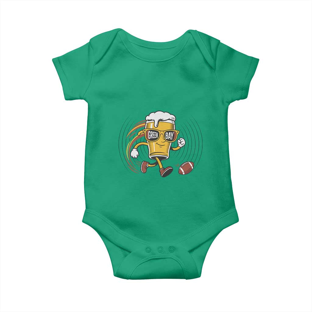 Funny Beer Mug Playing Football Baby Onesie Team Supporter Green Bay Gift TS12 Irish Green Print Your Wear