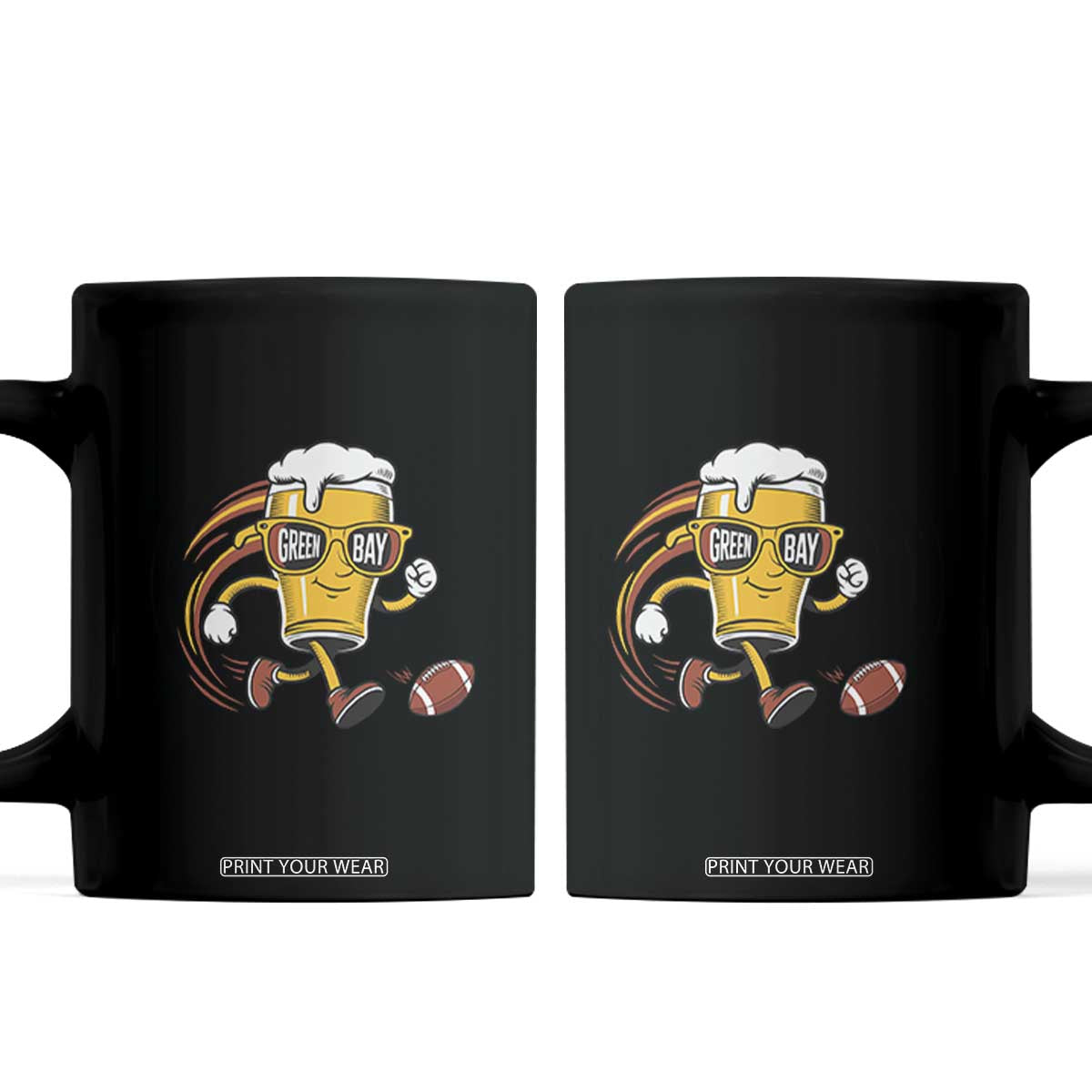 Funny Beer Mug Playing Football Coffee Mug Team Supporter Green Bay Gift TS12 Black Print Your Wear