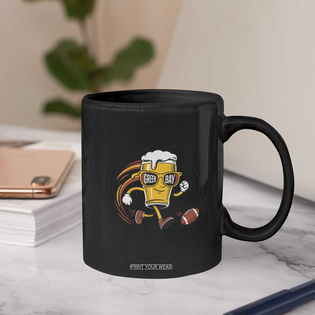 Funny Beer Mug Playing Football Coffee Mug Team Supporter Green Bay Gift TS12 Print Your Wear