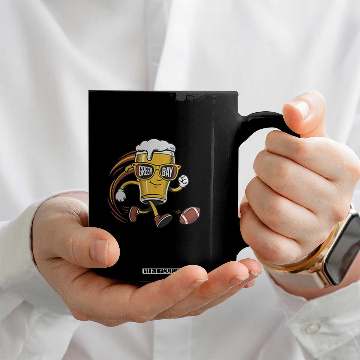 Funny Beer Mug Playing Football Coffee Mug Team Supporter Green Bay Gift TS12 Print Your Wear