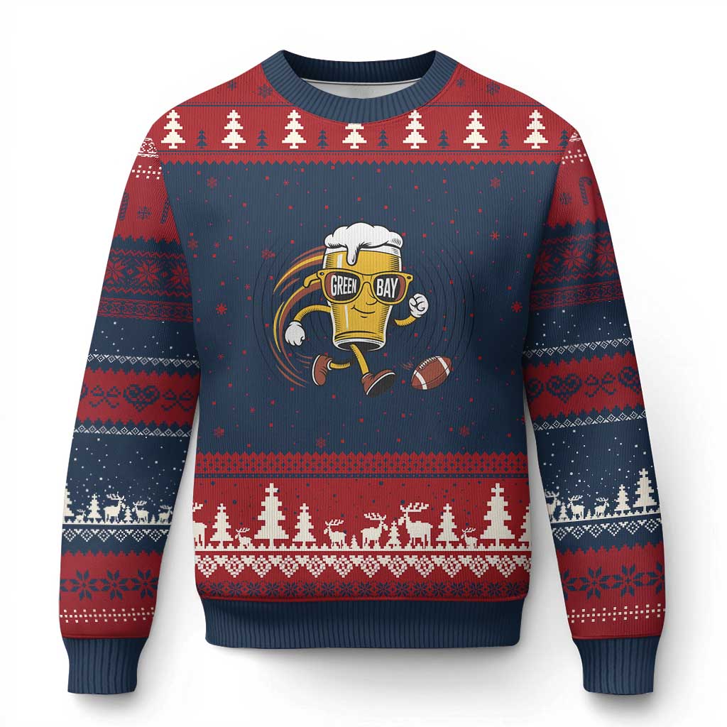 Funny Beer Mug Playing Football Ugly Christmas Sweater Team Supporter GFF Gift TS12 Navy Red Print Your Wear