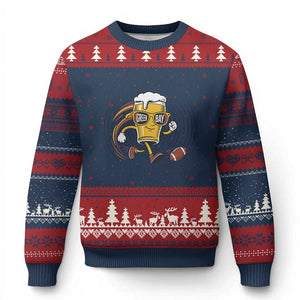 Funny Beer Mug Playing Football Ugly Christmas Sweater Team Supporter GFF Gift TS12 Navy Red Print Your Wear