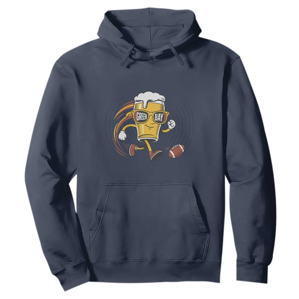 Funny Beer Mug Playing Football Hoodie Team Supporter Green Bay Gift TS12 Navy Print Your Wear