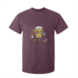 Funny Beer Mug Playing Football T Shirt For Kid Team Supporter Green Bay Gift TS12 Maroon Print Your Wear