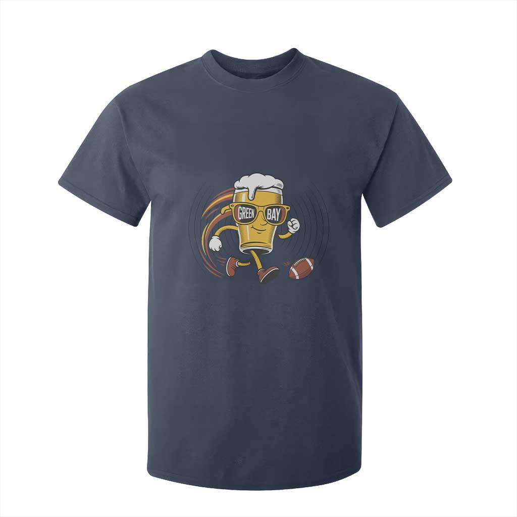 Funny Beer Mug Playing Football T Shirt For Kid Team Supporter Green Bay Gift TS12 Navy Print Your Wear