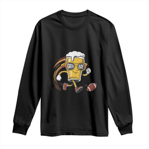 Funny Beer Mug Playing Football Long Sleeve Shirt Team Supporter Green Bay Gift TS12 Black Print Your Wear