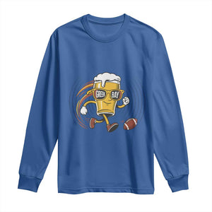 Funny Beer Mug Playing Football Long Sleeve Shirt Team Supporter Green Bay Gift TS12 Royal Blue Print Your Wear