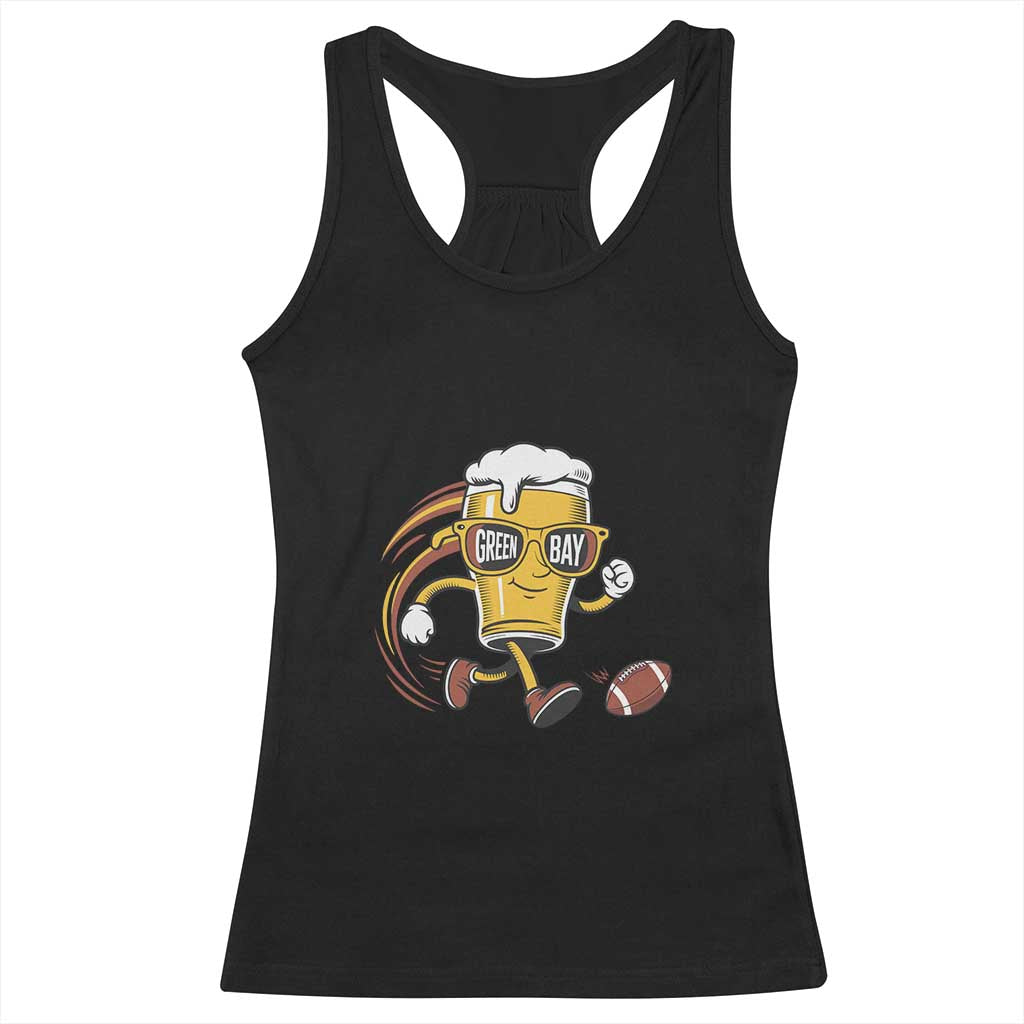 Funny Beer Mug Playing Football Racerback Tank Top Team Supporter Green Bay Gift - Print Your Wear